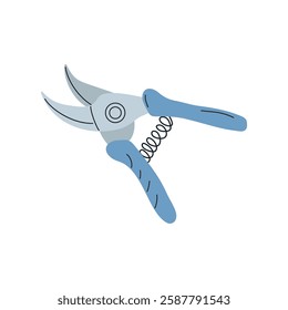 Flat style illustration pruning shears, garden scissors. Isolated on white background. Garden or farm tool.