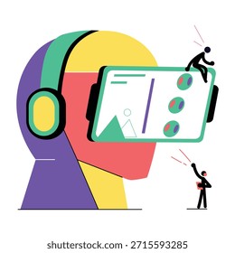 Una ilustración de estilo plano que representa auriculares de aire