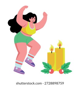 Una ilustración de estilo plano que representa velas de Navidad