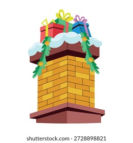 Uma ilustração de estilo plano representando uma chaminé de natal