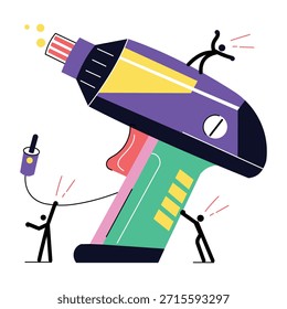 A flat style illustration representing electric drill