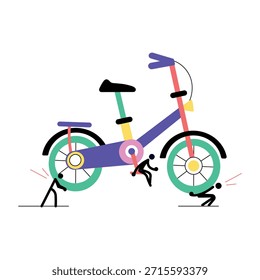 A flat style illustration representing electric bike