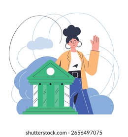 A flat style illustration representing financial backup