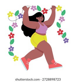 Una ilustración de estilo plano que representa una guirnalda floral