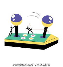 Una ilustración de estilo plano que representa el joystick del juego