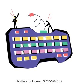 A flat style illustration representing gaming keyboard