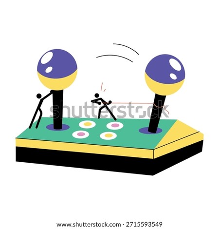 A flat style illustration representing gaming joystick