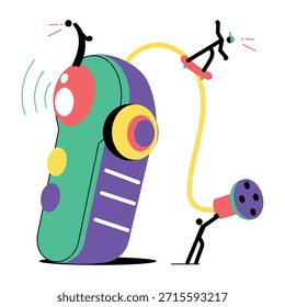 Uma ilustração de estilo plano representando aparelho auditivo