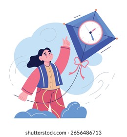 Una ilustración de estilo plano que representa el tiempo de juego