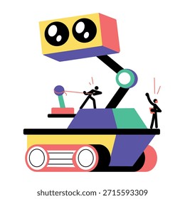 Uma ilustração de estilo plano representando um robô de preservação
