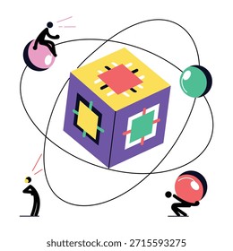 A flat style illustration representing quantum computing