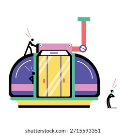 Eine flache Illustration, die den schnellen Transit darstellt