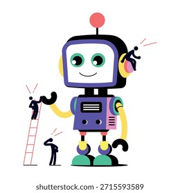 Uma ilustração de estilo plano representando o robô