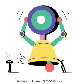 Una ilustración de estilo plano que representa la campana escolar