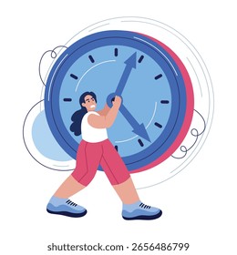 A flat style illustration representing setting clock