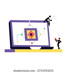 Uma ilustração de estilo plano representando uma interface inteligente