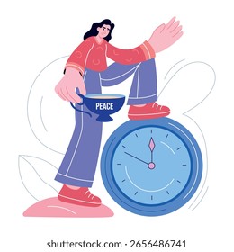 Uma ilustração de estilo plano representando o tempo do chá