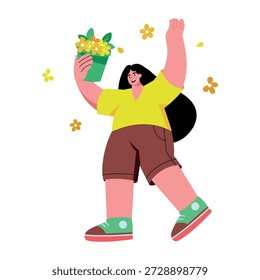 Uma ilustração de estilo plano representando gesto de flores jogando