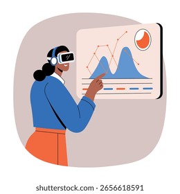 A flat style illustration representing vr business