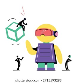 Uma ilustração de estilo plano representando a tecnologia vr