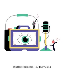 Una ilustración de estilo plano que representa la superposición de la cámara web