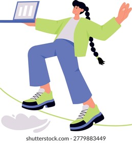 Flat style illustration of a risk taker