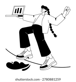 Flat style illustration of a risk taker