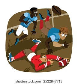 A flat style illustration of rugby union 