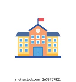 Flat style illustration of a school building on White