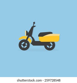 Flat style illustration, scooter, blue background