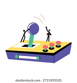 Eine flache Illustration mit Arcade-Stick