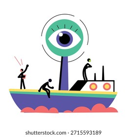 Uma ilustração de estilo plano mostrando uma nave autônoma
