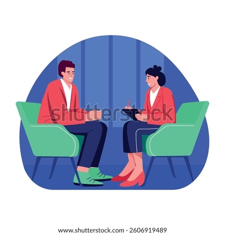 A flat style illustration showing career counselling
