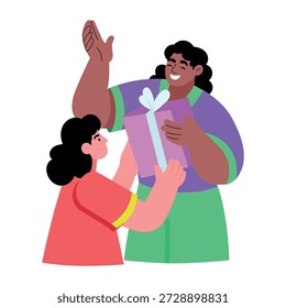 Uma ilustração de estilo plano mostrando uma caixa surpresa de abertura de caractere