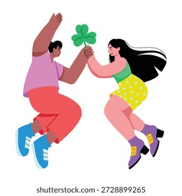 Una ilustración de estilo plano que muestra a un personaje deseando buena suerte