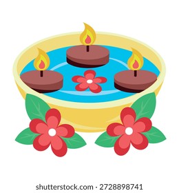 Una ilustración de estilo plano que muestra velas flotantes