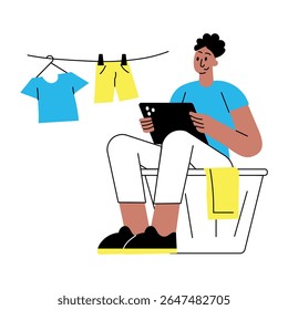 Uma ilustração de estilo plano mostrando um freelancer 
