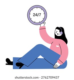 Flat style illustration showing a nonstop service