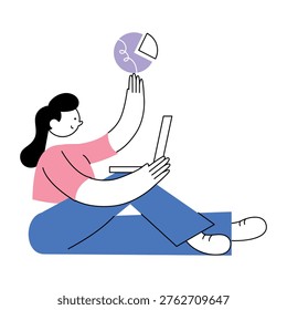 A flat style illustration showing online stats