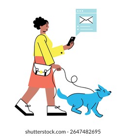 A flat style illustration showing a person giving email reply 
