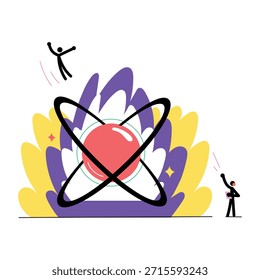 Uma ilustração de estilo plano mostrando o estado quântico