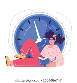 A flat style illustration showing reading time