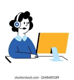 Video Ilustración de estilo plano que muestra reclutador remoto en llamada

