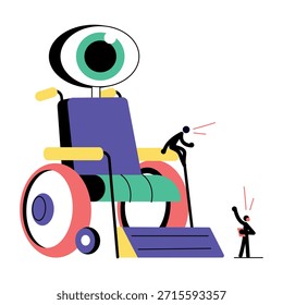 A flat style illustration showing smart wheelchair