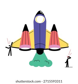 Una ilustración de estilo plano que muestra el plano espacial