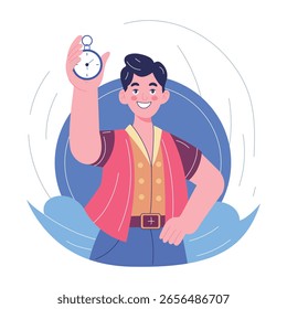 A flat style illustration showing a stopwatch