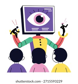 Uma ilustração de estilo plano mostrando o robô de ensino