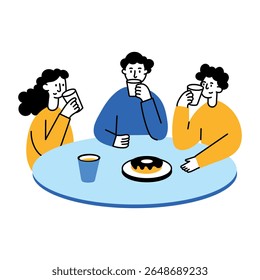 Ilustración de estilo plano que muestra al equipo tomando un descanso en la oficina
