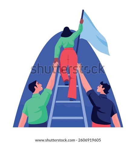 A flat style illustration showing team growth