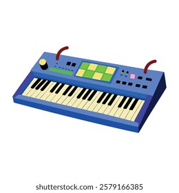 A flat style illustration of a synthesizer
